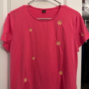 Pink Floral Embroidered Women's Top